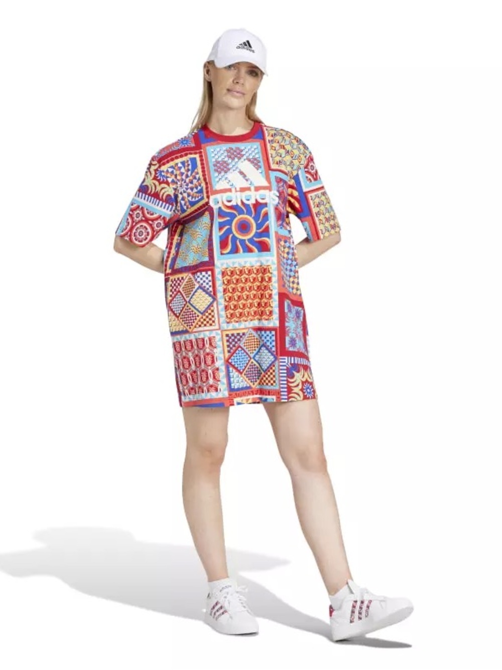 FARM Rio All Over Print Slim T-shirt Dress Adidas Collab Women's Size M - Picture 8 of 13